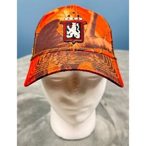 Park Camouflage Mens Blaze Orange Camo Trucker Snapback Hat Lion Crest